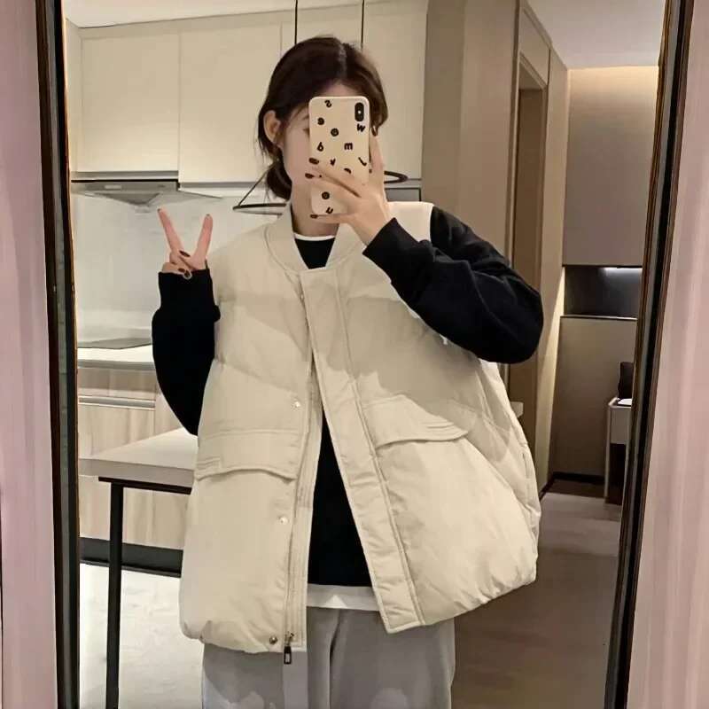 Stand Collar Womens Vests Half Short Elegant Warm Insulated Lady Padded Cotton Giletes Coats on Sale Cold Winter Clothing Cheap