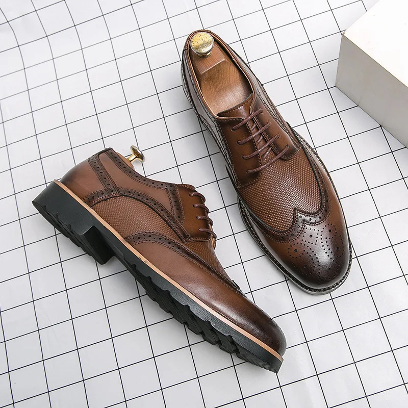 Handmade Oxford Shoes for Men Wingtip Leather Brogue Mens Dress Classic Business Formal Male Calfskin Shoe 250612