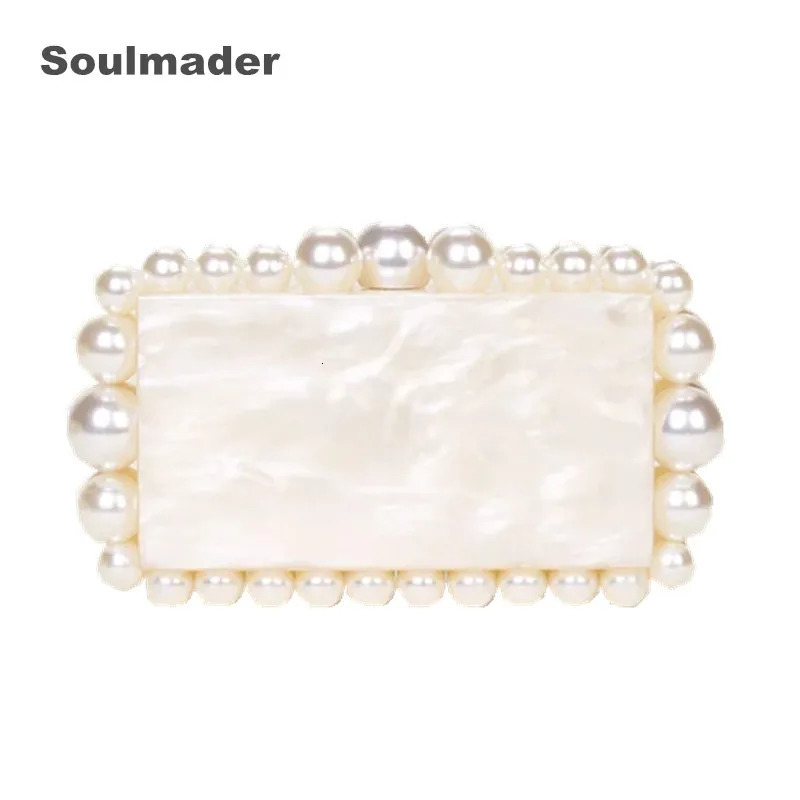 Acrylic Clutch Bag Women Designer Evening Party Beaded Purse Pink Green Purple Pearl Color 250614