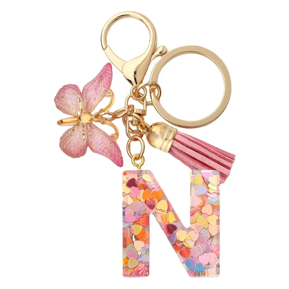 Fashion DIY AZ Letters keychain Metal Holder Pendent Key Chain Women Car Ring Simple Letter Name Party Gift Jewelry 250606