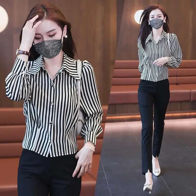 Full Long Sleeve Chiffon Shirts Blouses For Women Summer Luxury Designer Woman Top Clothing Sales Premium Promotion Tall