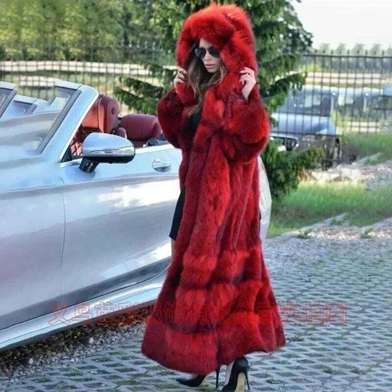 Women Faux Fur Coat X-Long Autumn Winter Fashion Warm Open Wide-waisted New Large Size Loose Clothing