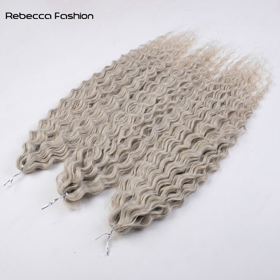 Rebecca Fashion Crochet Soft Water Wave Dreadlocks Afro Curls Braid 22" Ombre Blonde Red Kanekalon Hair Extensions For Women