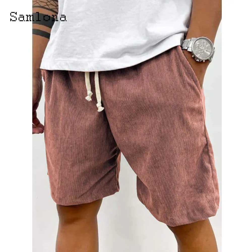 Khaki Green Soft Corduroy Shorts Men Fashion Drawstring Half Pants Male Streetwear 2025 Stylish simplicity Casual Beach Shorts Z250617