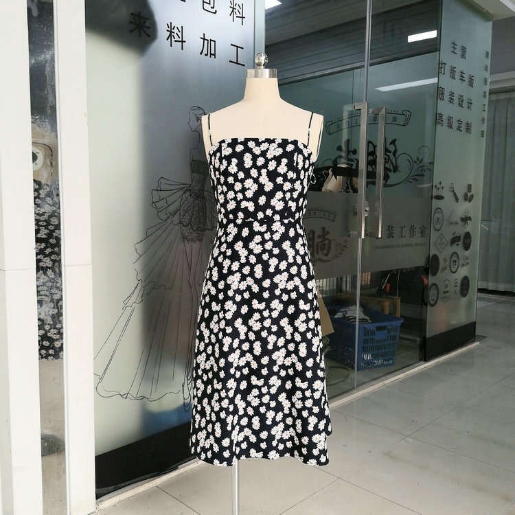 Summer Dresses Robe De Designer Vestidos Designer Dresses for Women NR010 Ref Little Daisy 2025 Summer Waist-cinching Slimming Mid-length Floral Strap