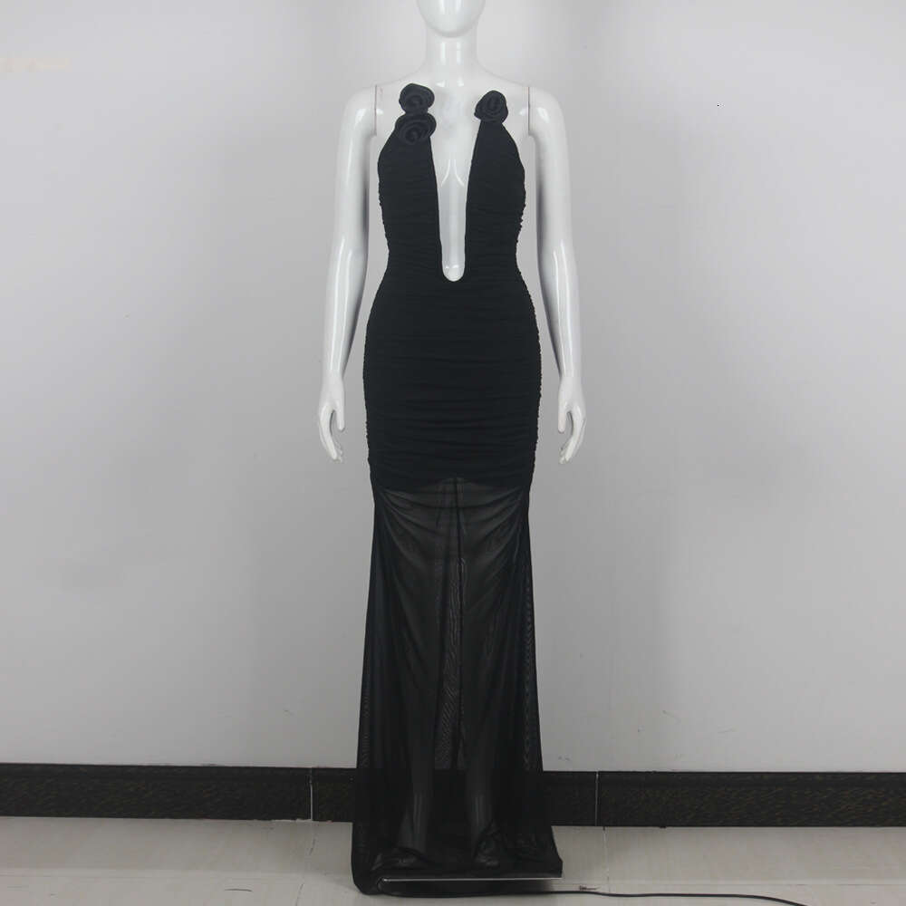 Summer Pure Desire Style Floral Chest Cup Long for Women Fashion Slim Fit Tube Dress