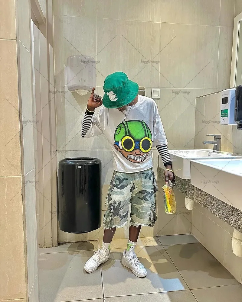 Street Hip-hop Harajuku Y2K Retro Fashionable Loose T-shirt Men American Harajuku Y2K Casual Punk Oversized Top Women 250616