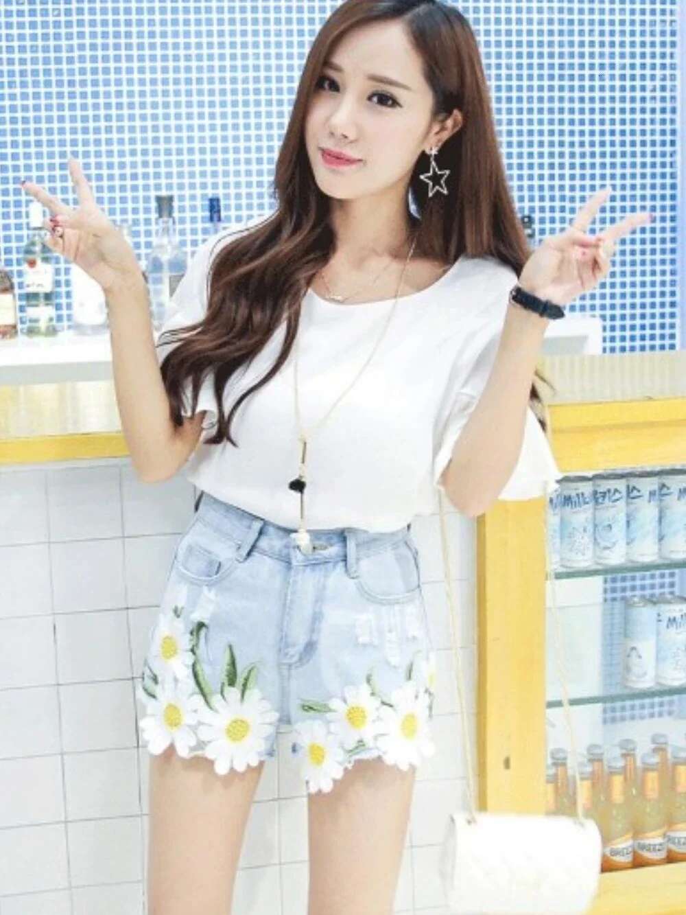 Denim Shorts for Women Embroidery With Waist Pocket Short Jean Pants Woman Outdoor Hot Y2k Harajuku Jorts Fashion Clothing 2025