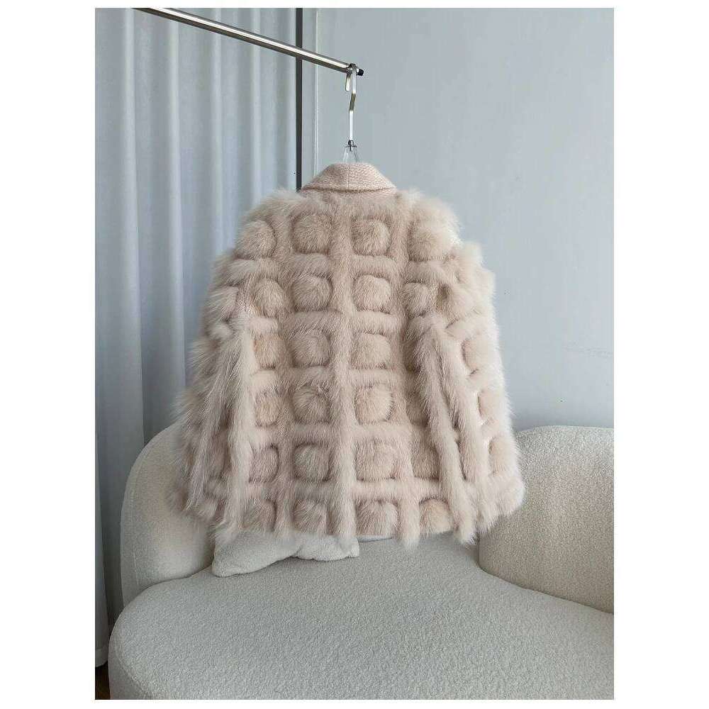 CXFS Real Fox Fur Coat Women 2024 Autumn Winter Knitted Cardigan Jacket blended Thick Warm New Fashion Belt Turn Down Collar
