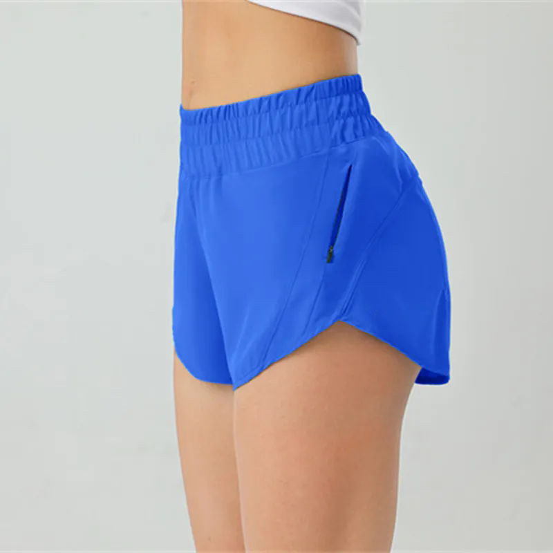 Womens Sports Yoga Shorts High-Rise Lined Pockets Shorts Fitness Wear Women Short Pants Girls Running Elastic 88240 2.5 inch Inseam