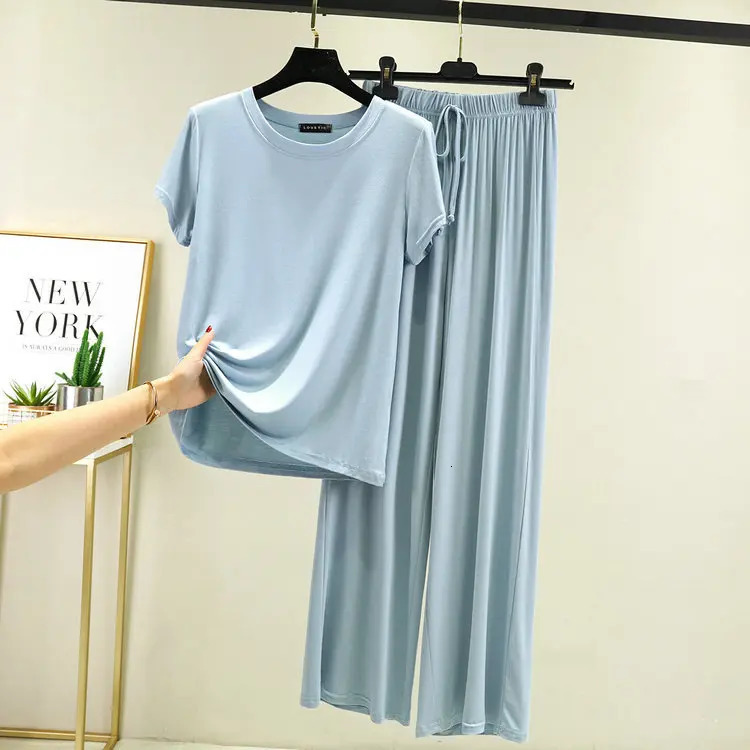 Summer 2025 Modal Pajama Sets Women Lounge Cute Sleepwear Short Sleeve Casual Nightwear Large Size M-XXL Female Pijamas 250616