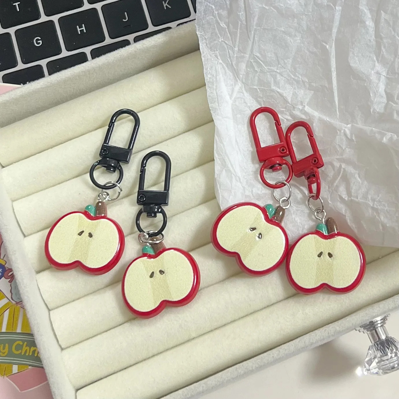 Cute Red Apple Keychain Girlish Heart Friend Backpack Pendant Gift Accessory Fun Food Play Backpack Accessory 250616