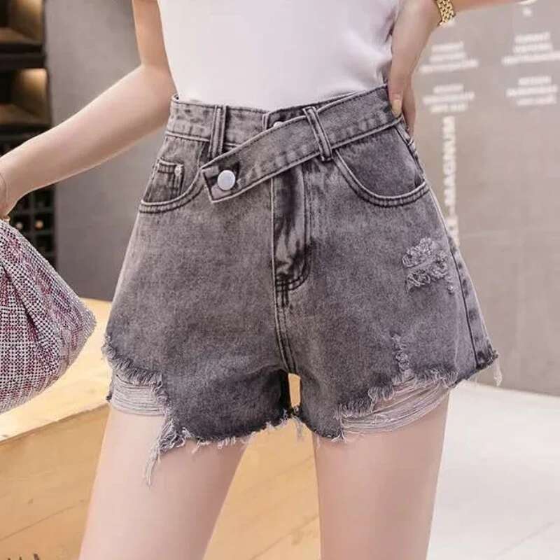 2025 Flowy Loose Denim Shorts for Women High Waist Short Jean Pants Woman Y2k Harajuku 2000s Clothes To Wear XL Fashion Clothing