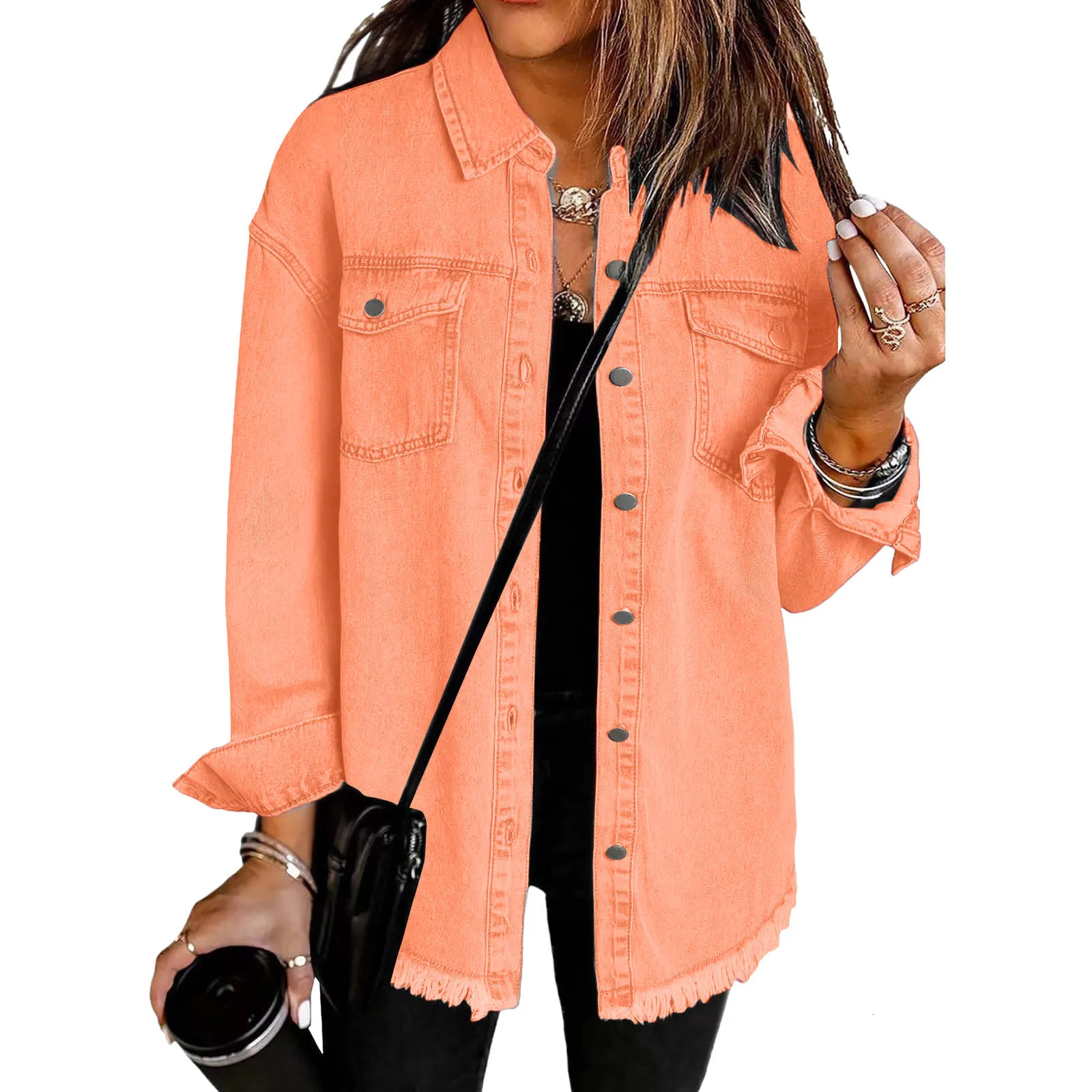 Women Fashion Washed Denim Jacket Autumn Winter Personality Street Coat Trendy Street Outdoor Casual Versatile Clothing 250616