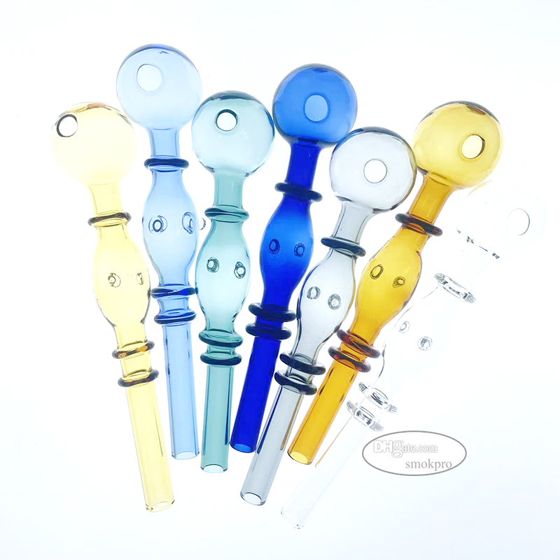 Tariff Free To USA - 5.5 Inch Alien Style Glass Oil Burner Hand Tube Smoking Pipe With Standing Feet / 3cm Big Oil Burner Water Bowl Head