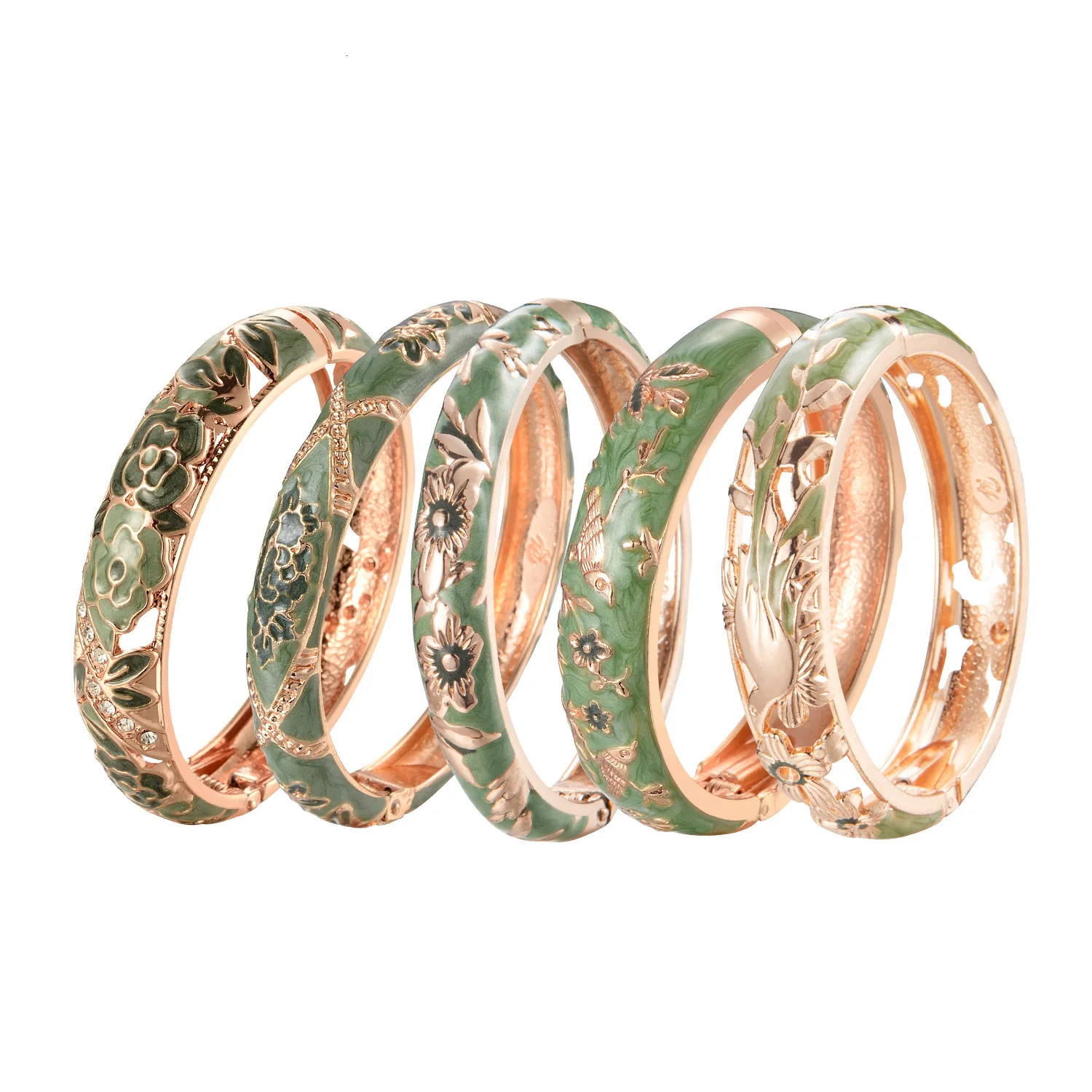 Cloisonne Bracelet For Women Floral Viking Bangle On Hand Enamel Womens Bracelets Green Hawaiian India African Jewelry Alloy 250616