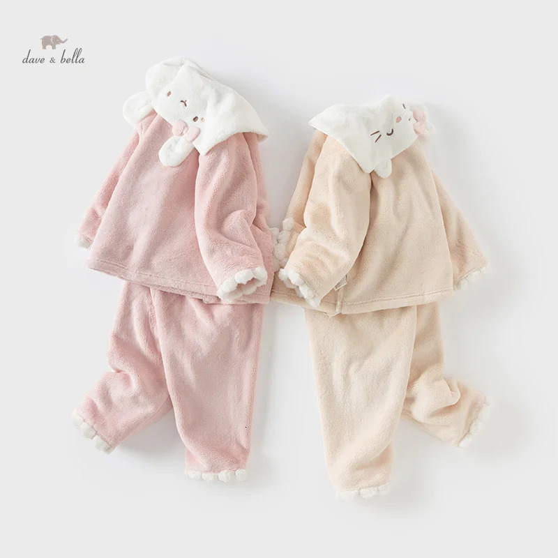 Dave Bella Girls Baby Pajama Set Autumn Winter Childrens Comfortable Fashion Cute Sweet Indoor Warm DB4243454 250617