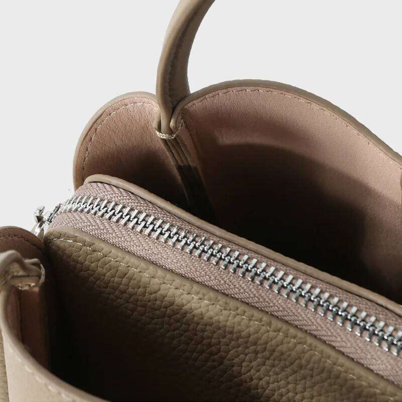 2025 New Summer Women Lady Fashion Small Bucket Handbag Genuine Leather Cross-Body Messenger Female Minimalist Shoulder Bag