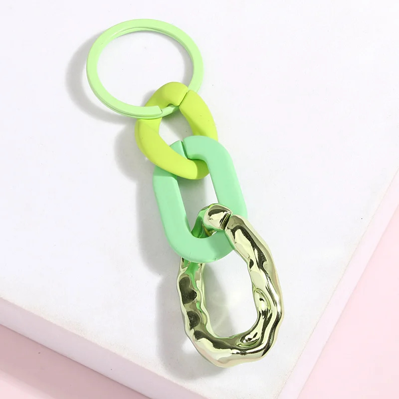 Colorful Acrylic Plastic Link Chain Keychain Creative Handmade Key Ring For Women Men Handbag Accessories DIY Friendship Gifts 250616