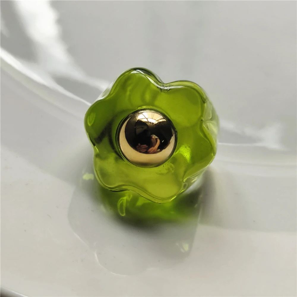 Trendy Colorful Transparent Clear Flower Metal Acrylic Resin Rings HANGZHI for Women Girls Party Jewelry Gifts 250616