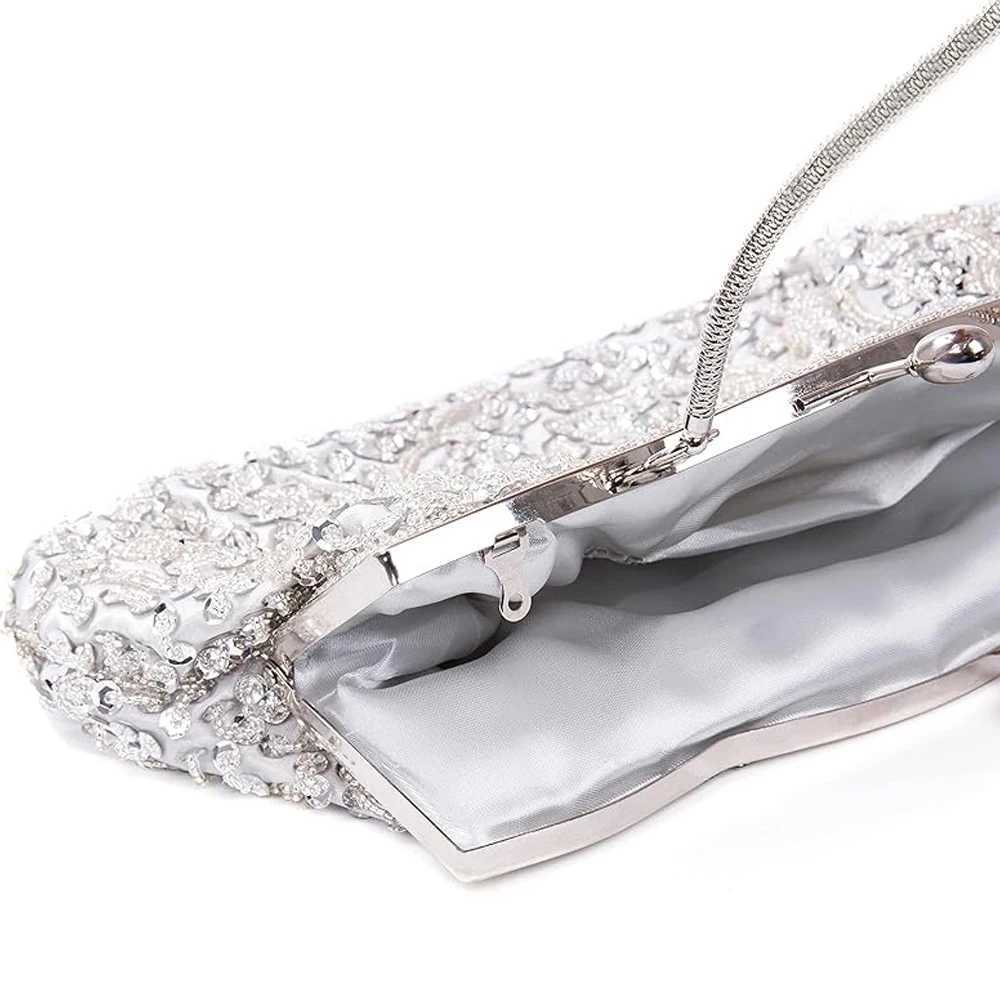 Womens Handbag Floral Designer Evening Bag Beaded Sequin Design Vintage Kissing Lock Satin Purse Bag Wedding Party Clutch Bags Z250617