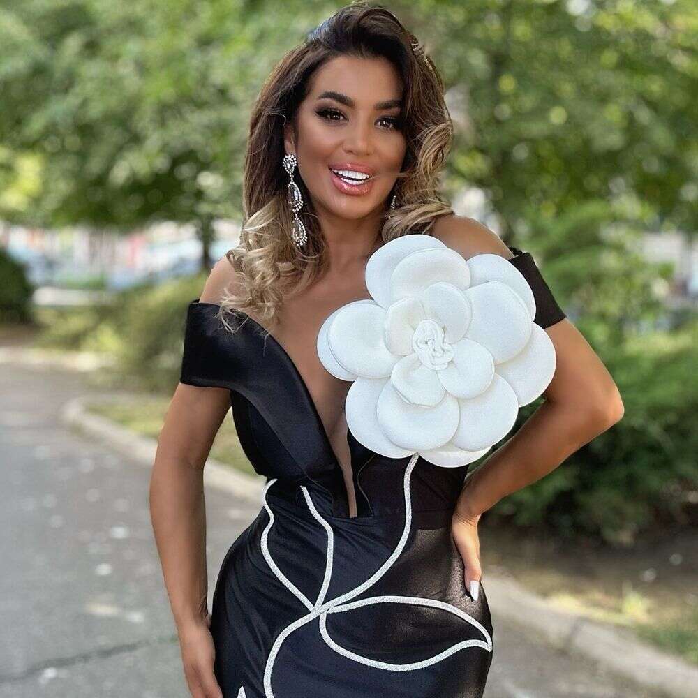 Autumn New Fashion Slimming Floral Strapless Dress Sexy Long Bandage Gown for Women