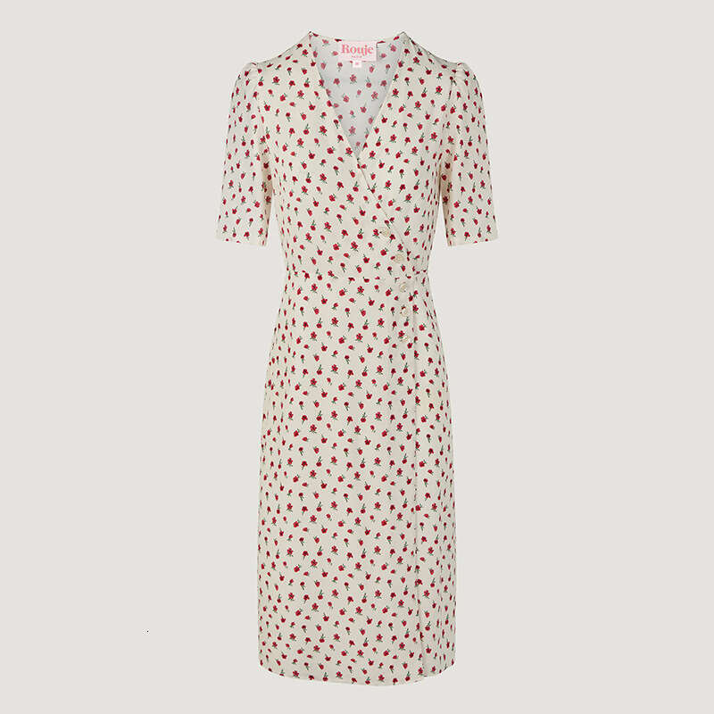 Clothes Women Designer Womens Dresses Robe 114 Summer 2025 New Floral V-neck Short Sleeve Mid-length French Tea Break Wrap Dress with Straps