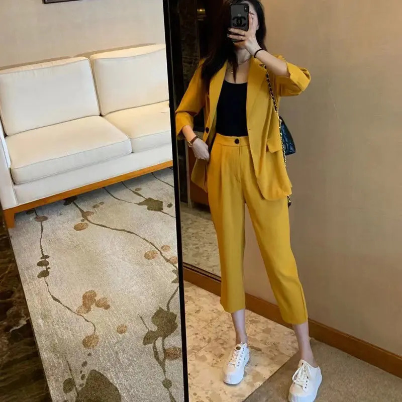 Casual Suit Jacket Two Piece Sets for Women office Fall Outfits Fashion Womens Blazer and Pants Suits Set 2 Elegant Pieces 250612