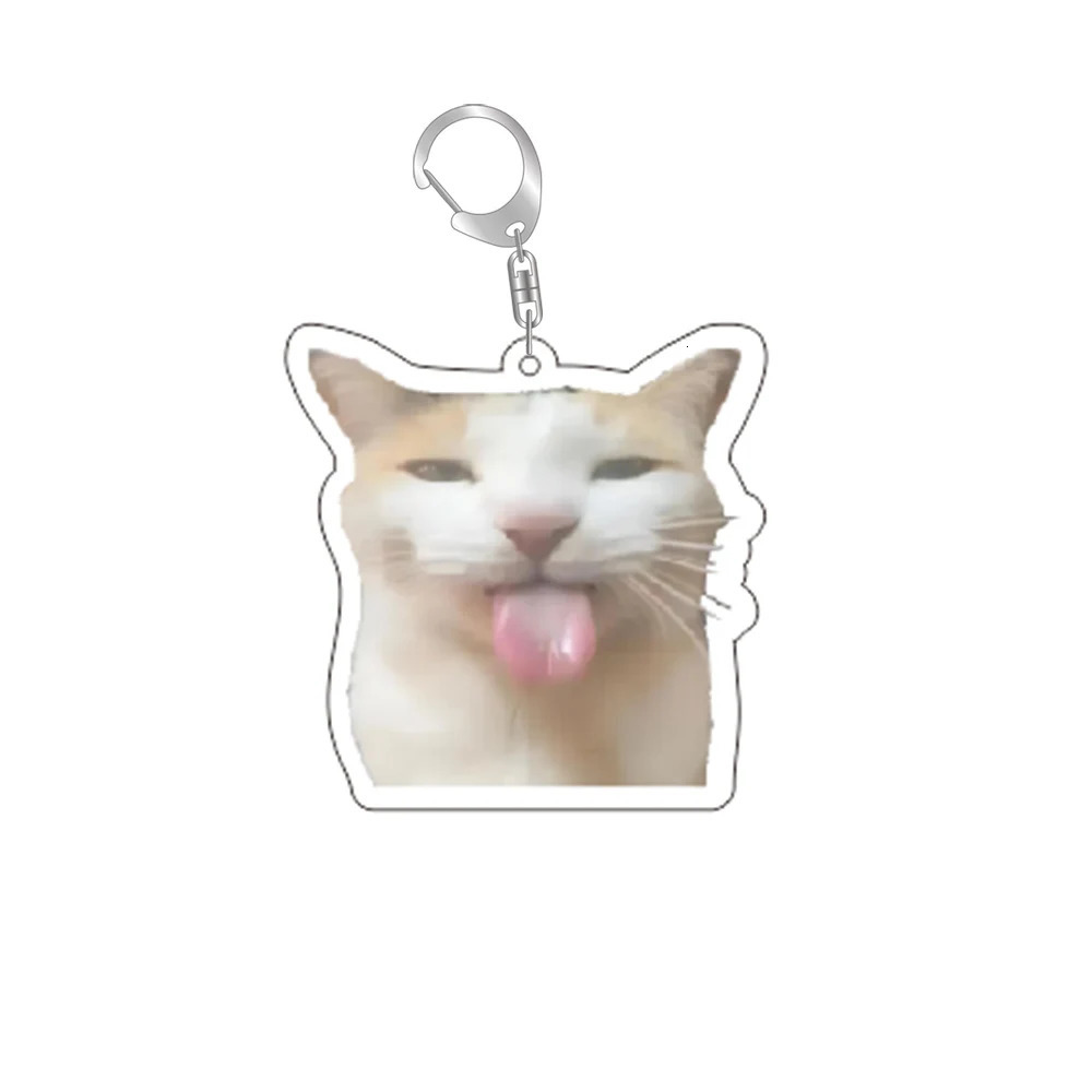 Funny Cat Memes Series Keychain Student Gift Bag Lanyard Womens Pendant Cute Things For Friends 250606