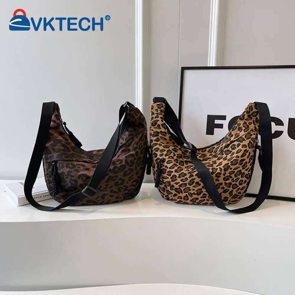 Women Fashion Shoulder Large Capacity Leopard Print Crescent Crossbody Adjustable Strap Half Moon Outdoor Travel Bag bag