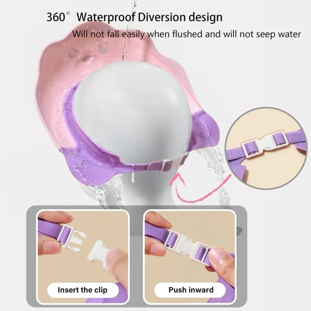 Adjustable Baby Shower Cap Eye and Ear Protection Sea Lion Shape Baby Shower Cap Shield Head Protector 250617