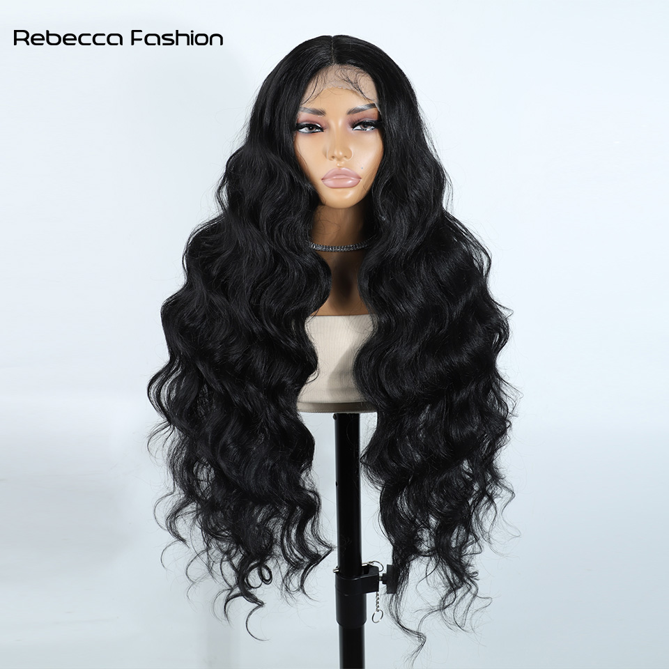 Rebecca Fashion Synthetic hair Lace Front Wig Cosplay 32" Lace Body Wave lace Wig part Wig Blonde Wigs For Women Wig