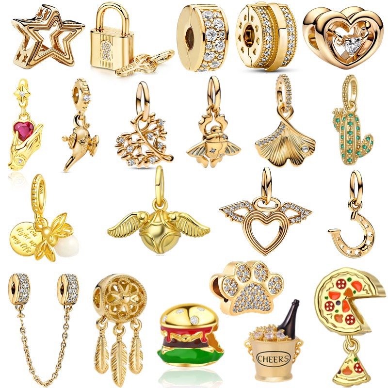 925 Silver Gold Dog Foot Pendant Love DIY Bead Safety Chain Fixed Buckle Bead Free Shipping