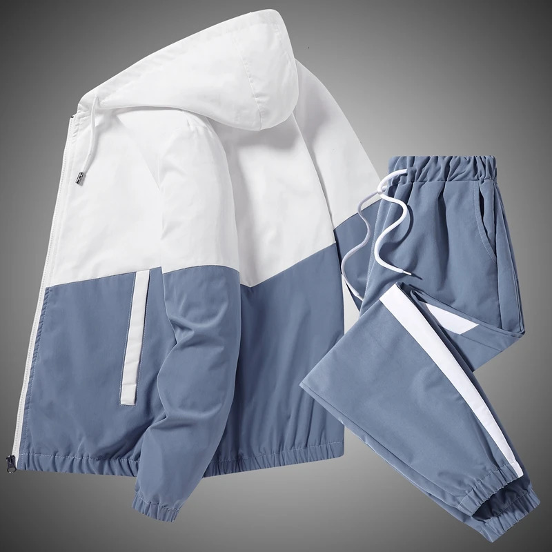 2025 Men Tracksuit Casual Joggers Hooded Sportswear Jackets And Pants 2 Piece Sets Hip Hop Running Sports Suit 250616