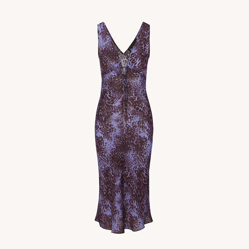 Floral Dress Vestido Clothes Women Designer 699 Silk Deep V-neck Low-cut Sleeveless Waist-cinching Printed French Vacation Style Sexy Dress for Women