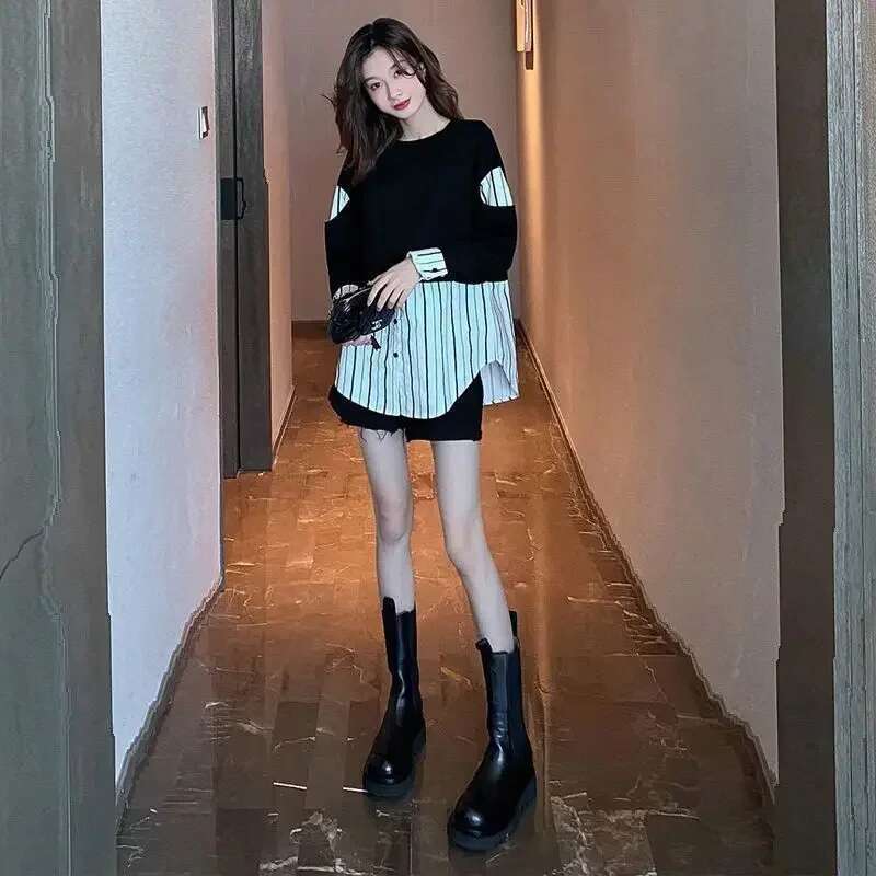 Pullovers Loose Female Top New In Baggy Korean E Clothing M Emo Novelty Matching 2000s Fashion Womens Sweatshirts On Promotion