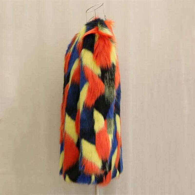 ZXRYXGS Spell Color Imitation Fur 2024 Temperament Trend Autumn Winter Fashion Medium Length Coat for Women Size S-9XL