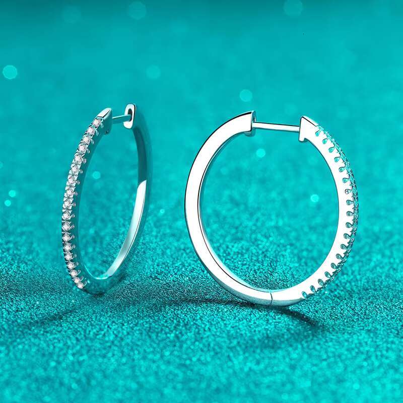 Wholesale Designer Inspired S925 Sterling Silver D Colour Moissanite Diamond Dangle Big Hoops Earrings
