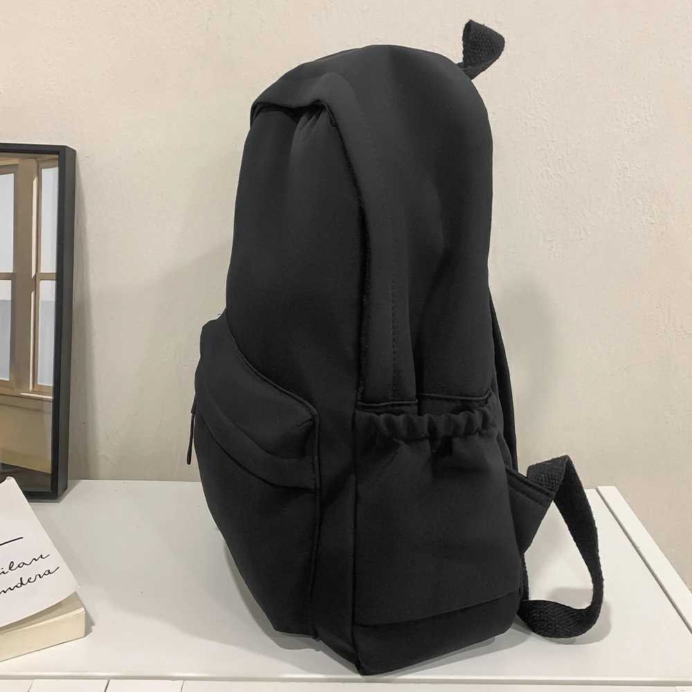 Backpack Simple Casual Solid Color Backpack for Junior High School and College Students Harajuku Versatile Backpack Z250617