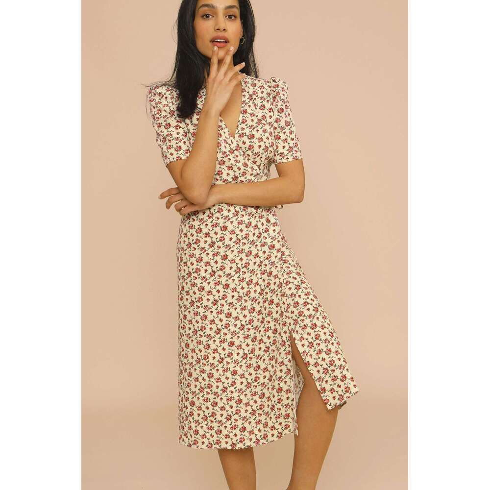 Dress Designer Black Dress Designer Dresses for Women Floral Dress Vestido Devise 114#button Tea Wrap Summer New French Style Womens Dress