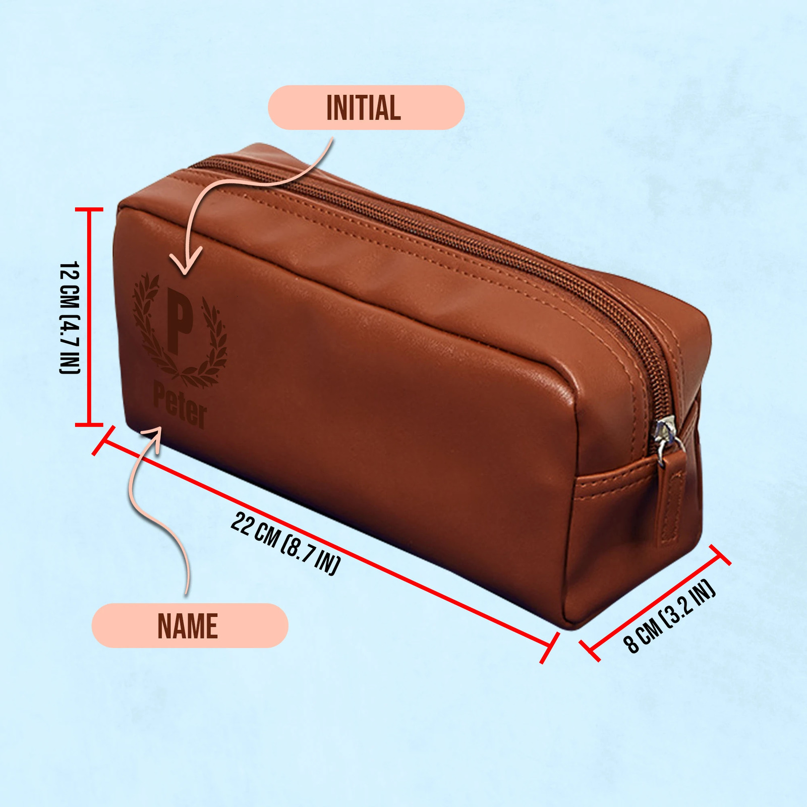 Custom Text Leather Toiletry Bag Portable PU Waterproof Personalized for Cosmetic Kits Man Woman Name 250614