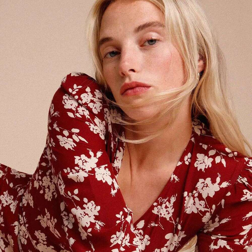 Luxury Dress Womens Dress Partydress 515#autumn New 2025 Printed V-neck Long Sleeve Mid-length French Tea Dress for Women