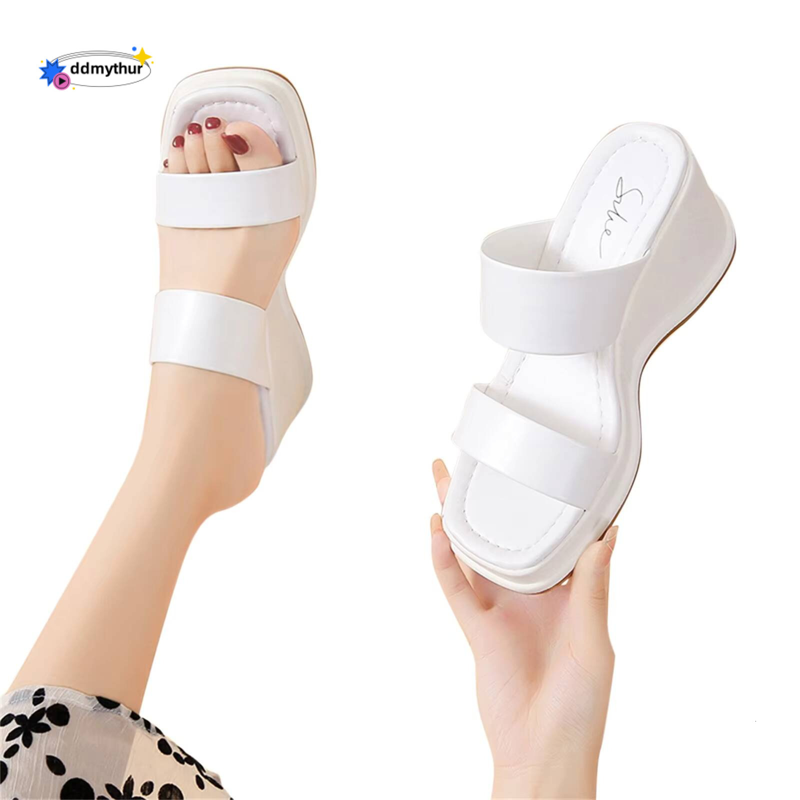 Free Shipping Summer Wedge Heel Thick Sole Solid Color Womens Dress Casual Pineapple Sandals For Women ddmythur