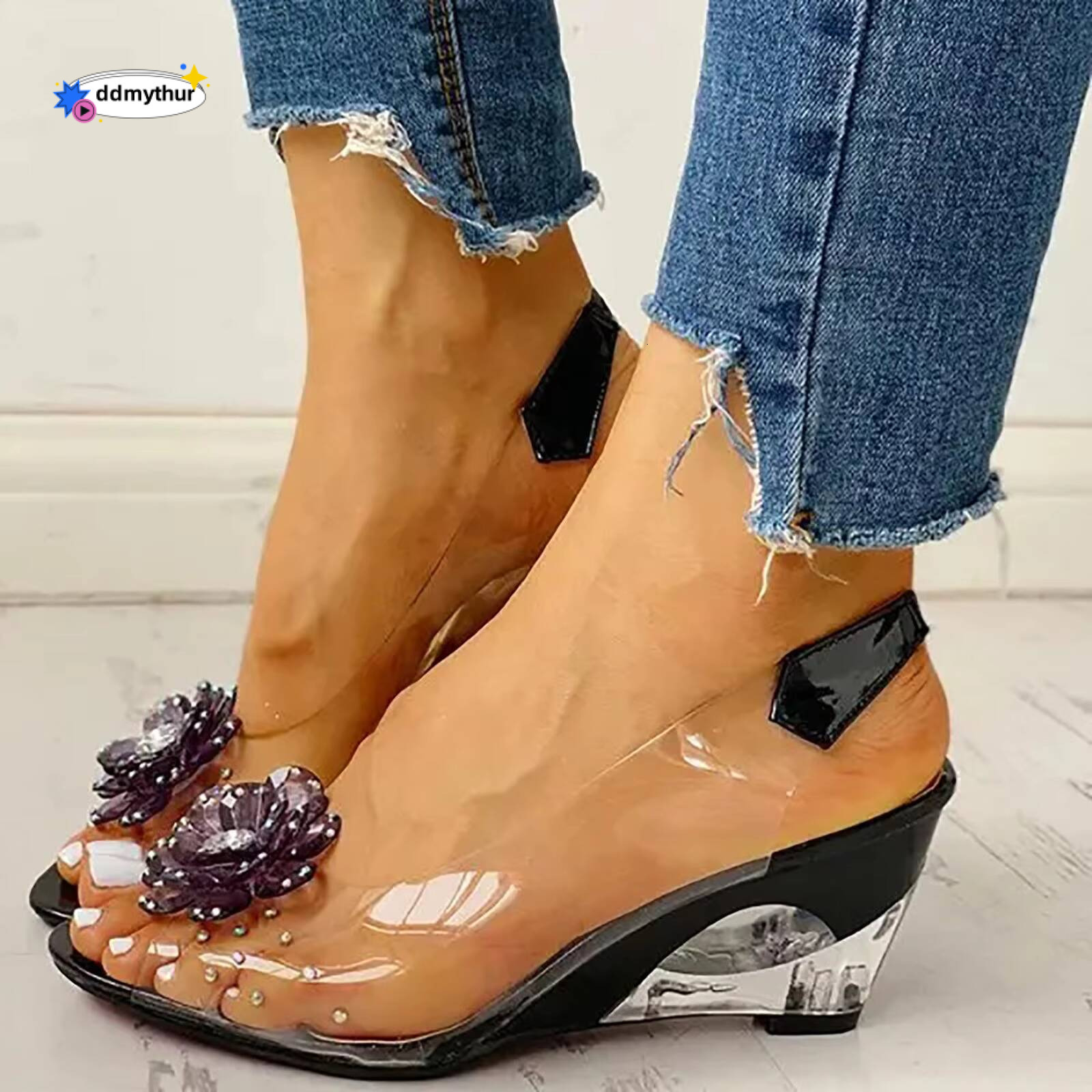 Lace Up Silver Girl Black High Heel For Woman Casual Sandals Wedges Women ddmythur