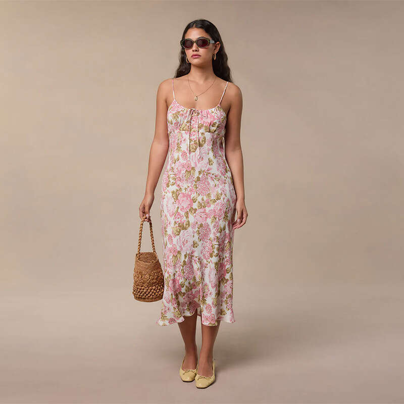 Vestido De Mujer Partydress Maxi Dress for Women June Vestidos Womandress 054#new 2025 Floral Sexy Mid-length Slim French Style Strap Dress Womens Fas