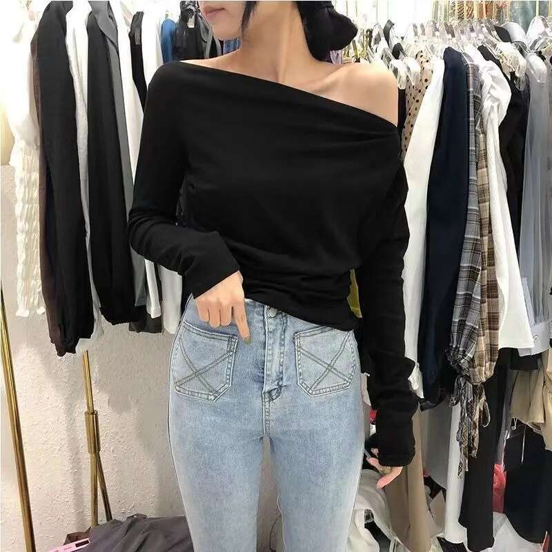 Slim Plain 2025 Off Shoulder Clothing Cotton Woman T-shirt Top For Women Red Tshirt Tall Offer Young On Sale Original Emo O Tee