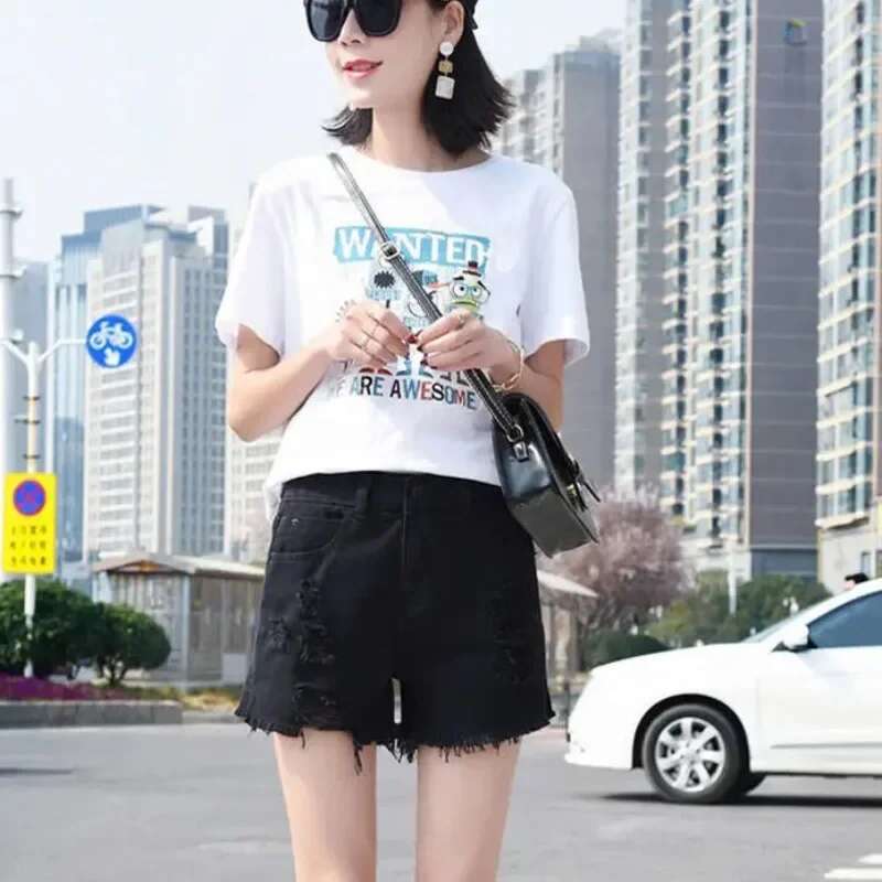 Denim Shorts for Women Micro Mini Short Jean Pants Woman Ripped With Waist Pocket Fashion Clothing 2025 Flowy Hot Casual Elegant