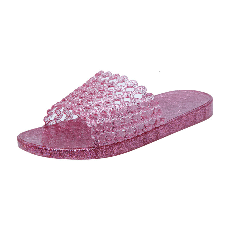 Crystal gel sandals Women's anti-skid slippers Summer outdoor transparent flat shoes Designer sandals Women's sandals