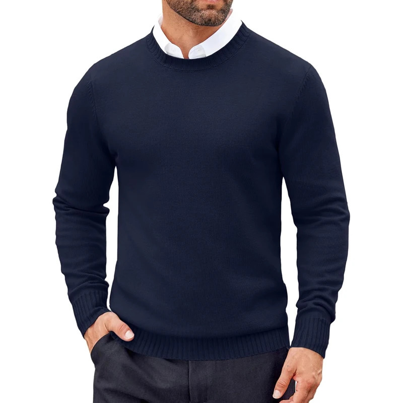 Streetwear Mens Dress Crew Neck Sweater Slim Fit Lightweight Sweatshirts Knitted Pullover Casual Fashion Long Sleeve Sweater 250616