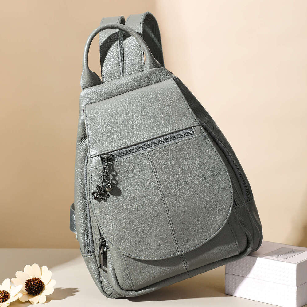 Women's backpack travel Double Shoulder Bagwith leather toe cover layer simple large capacity fashionable and high-end feeling